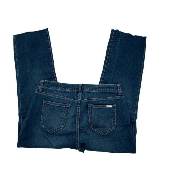 Jennifer Lopez Denim Jeans Womens Size 8 Straight Capris Raw Hem Dark Wash Blue - Picture 6 of 10